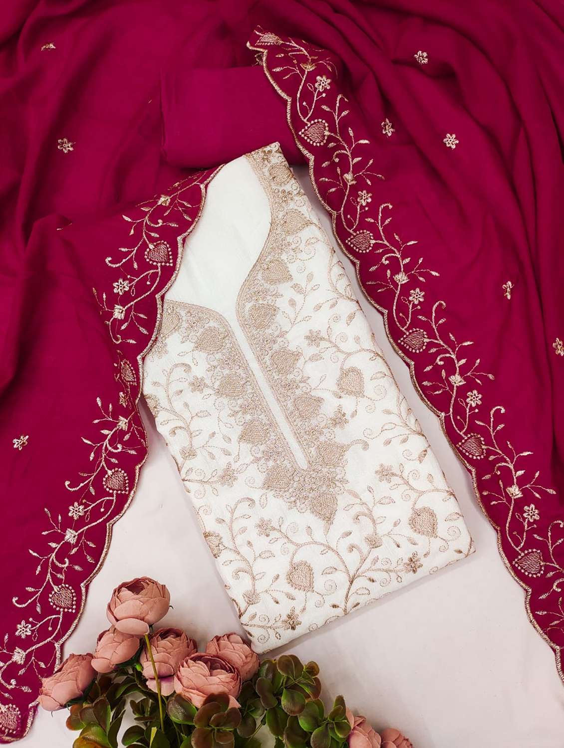 women solid with work unstitched suit set - 22244188 -  Standard Image - 3