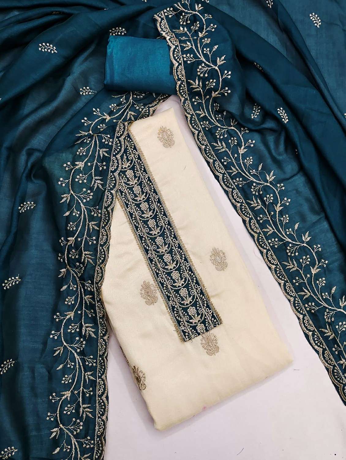 women solid with work unstitched suit set - 22244192 -  Standard Image - 3