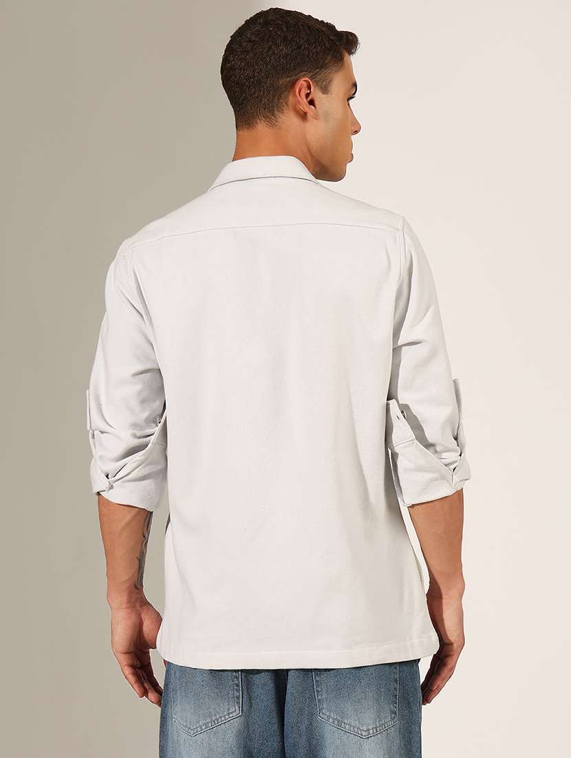 men solid long sleeve regular fit shacket - 22244195 -  Standard Image - 3