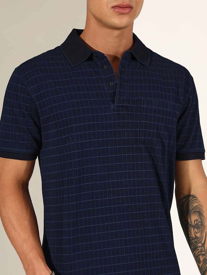 men checkered short sleeve polo t-shirt - 22244220 -  Standard Image - 5