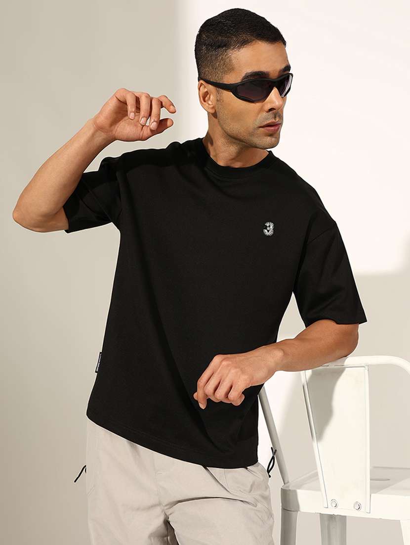 men solid short sleeve loose fit t-shirt