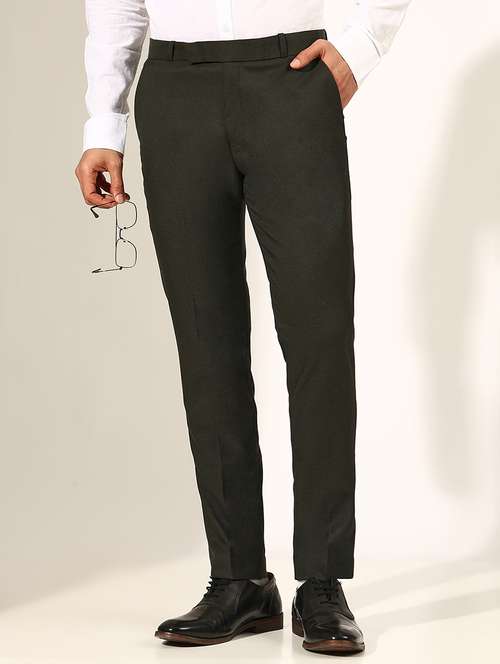 men solid low rise formal trouser - 22244245 -  Standard Image - 0