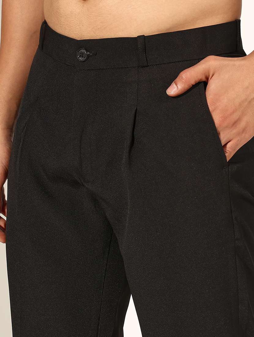 men solid low rise formal trouser - 22244246 -  Standard Image - 5