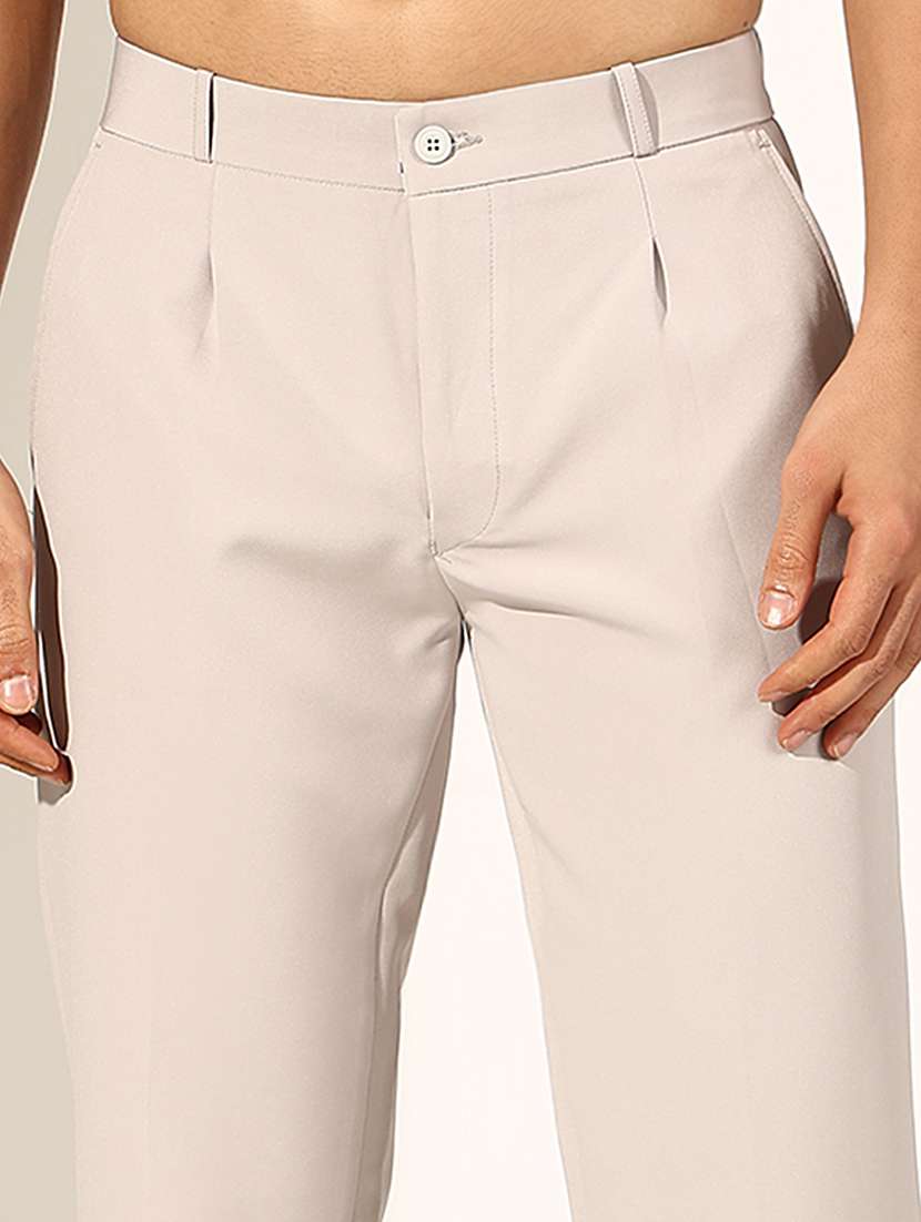 men solid low rise formal trouser - 22244247 -  Standard Image - 5