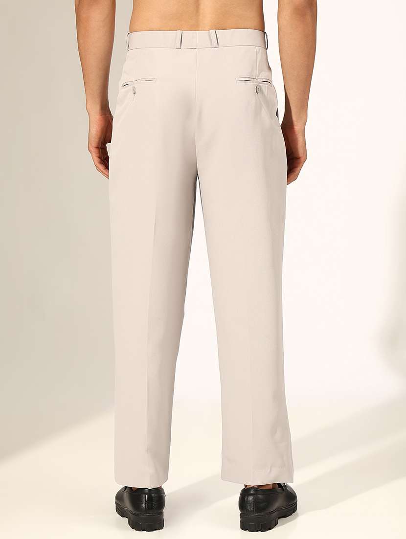 men solid low rise formal trouser - 22244250 -  Standard Image - 3
