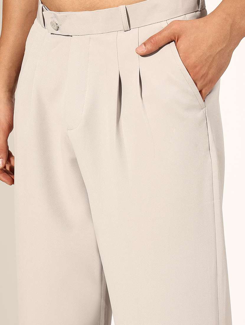 men solid low rise formal trouser - 22244250 -  Standard Image - 5