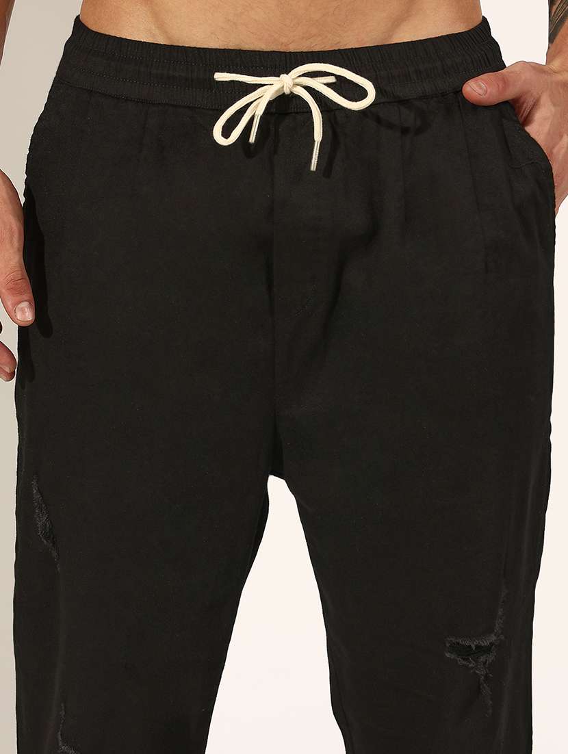 Men Solid Mid Rise Distressed Trouser - 22244251 -  Standard Image - 5