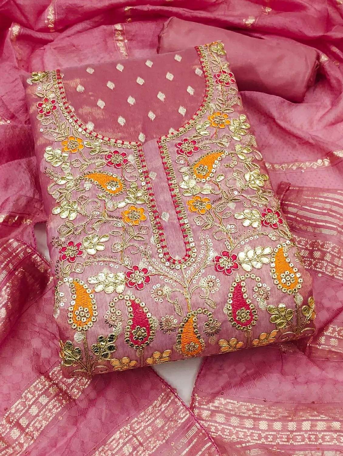 women self design embroidered unstitched suit set - 22244256 -  Standard Image - 3