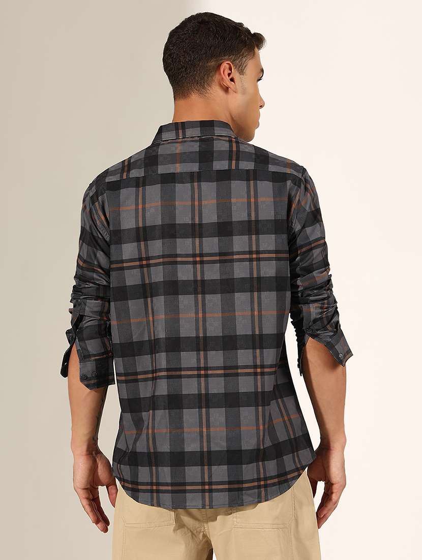men checkered long sleeve regualr fit casual shirt - 22244270 -  Standard Image - 3