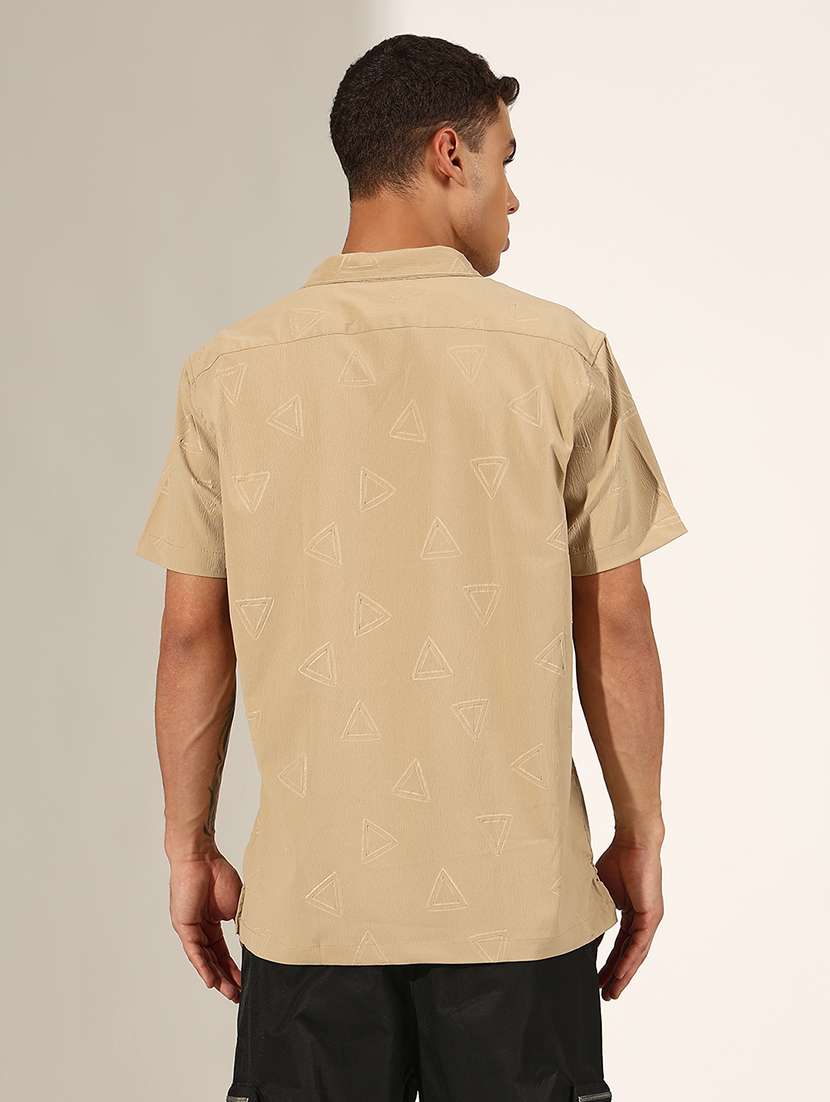 men self design short sleeve loose fit casual shirt - 22244280 -  Standard Image - 3