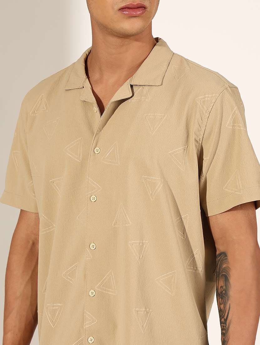 men self design short sleeve loose fit casual shirt - 22244280 -  Standard Image - 5