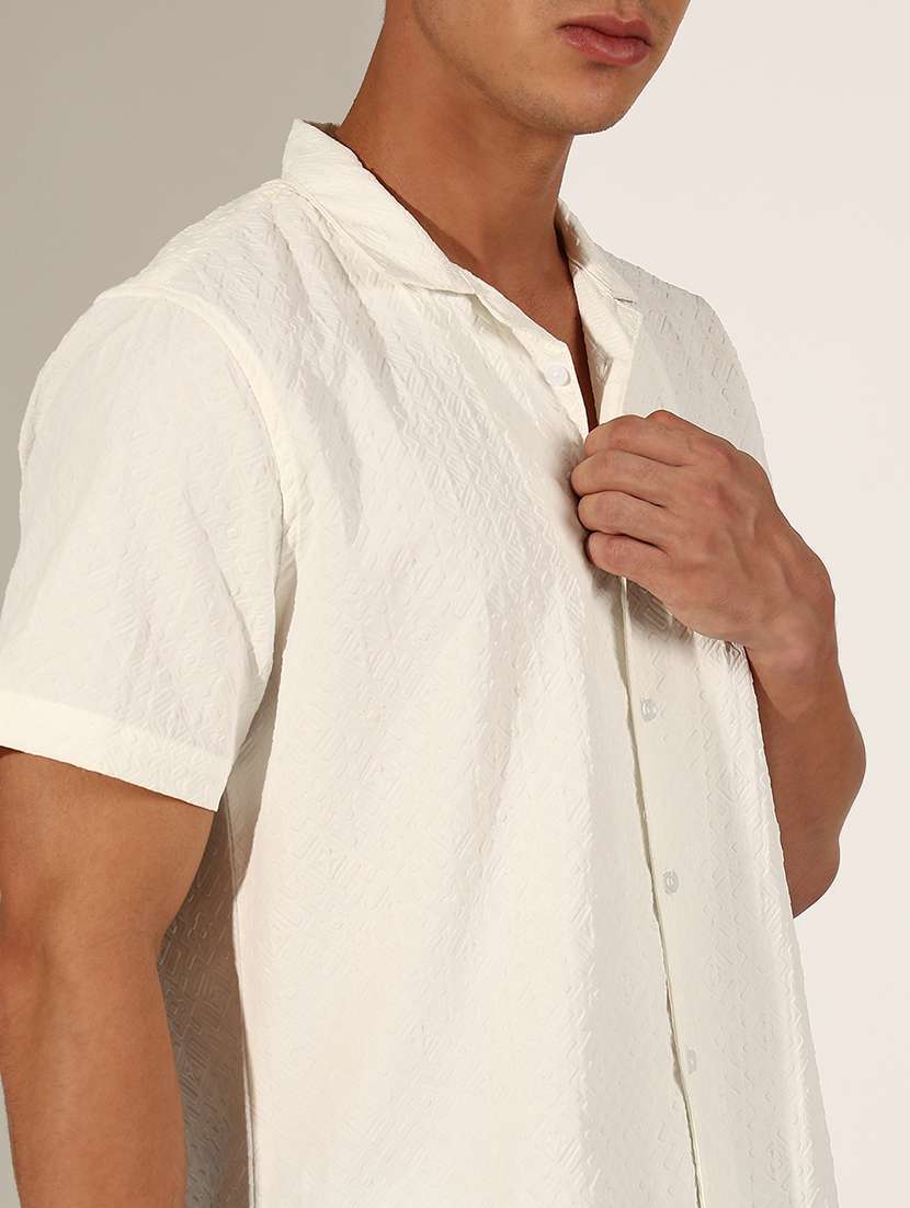 men self design short sleeve loose fit casual shirt - 22244285 -  Standard Image - 5