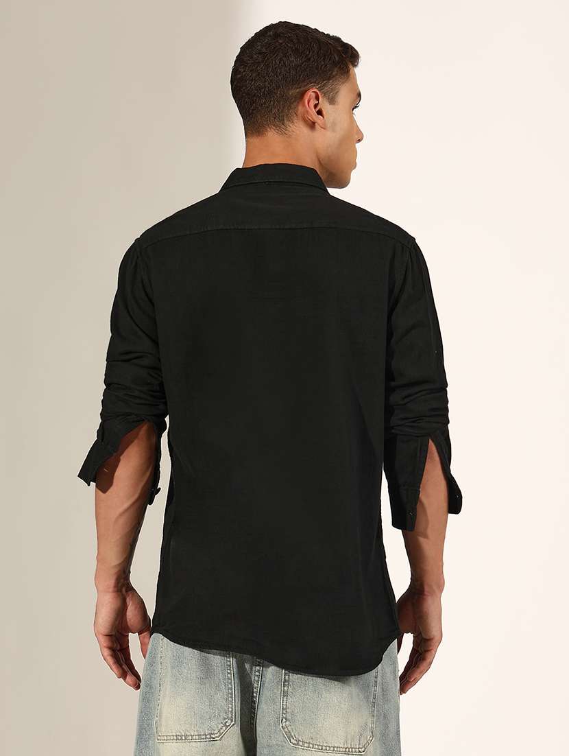 men solid long sleeve loose fit shirt - 22244286 -  Standard Image - 3