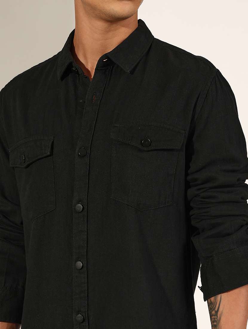 men solid long sleeve loose fit shirt - 22244286 -  Standard Image - 5