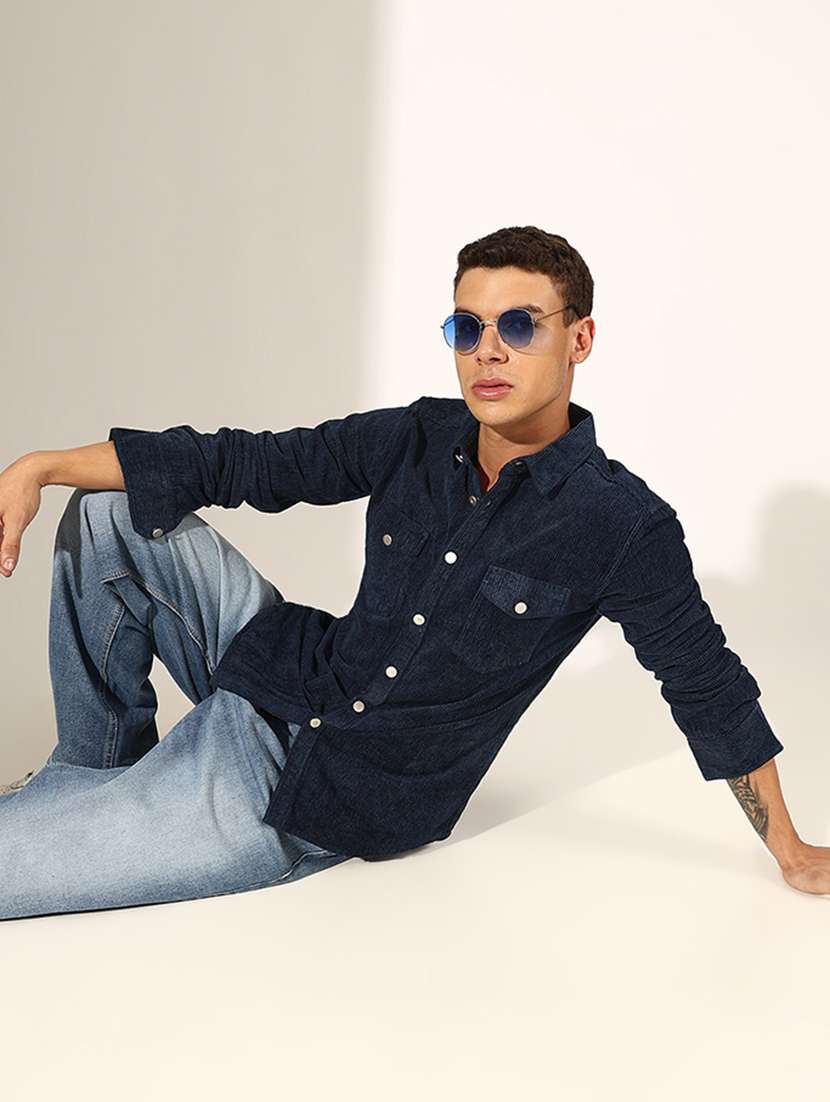 men solid long sleeve regular fit casual shirt