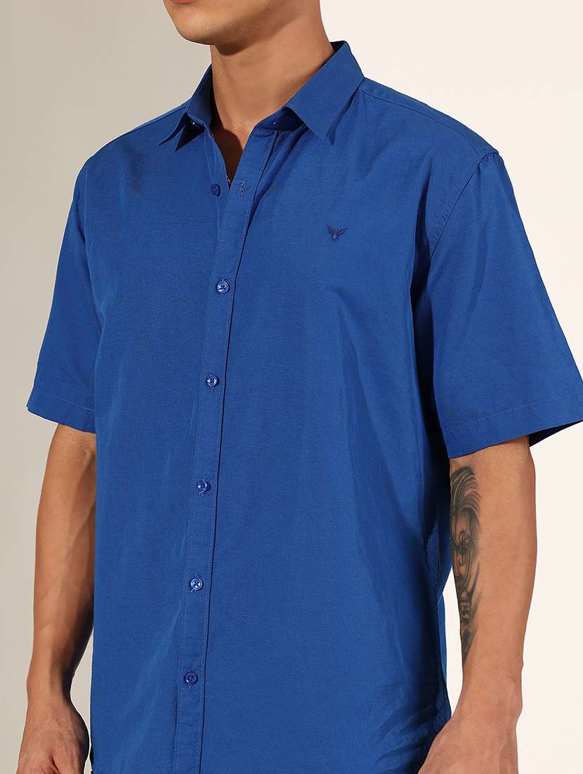 men solid short sleeve regular fit casual shirt - 22244288 -  Standard Image - 5