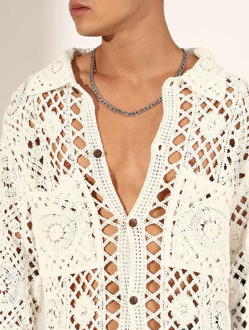 men self designed long sleeve loose fit shirt - 22244290 -  Standard Image - 5