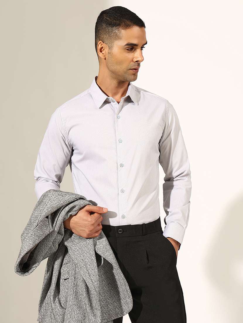 men solid long sleeve slim fit shirt