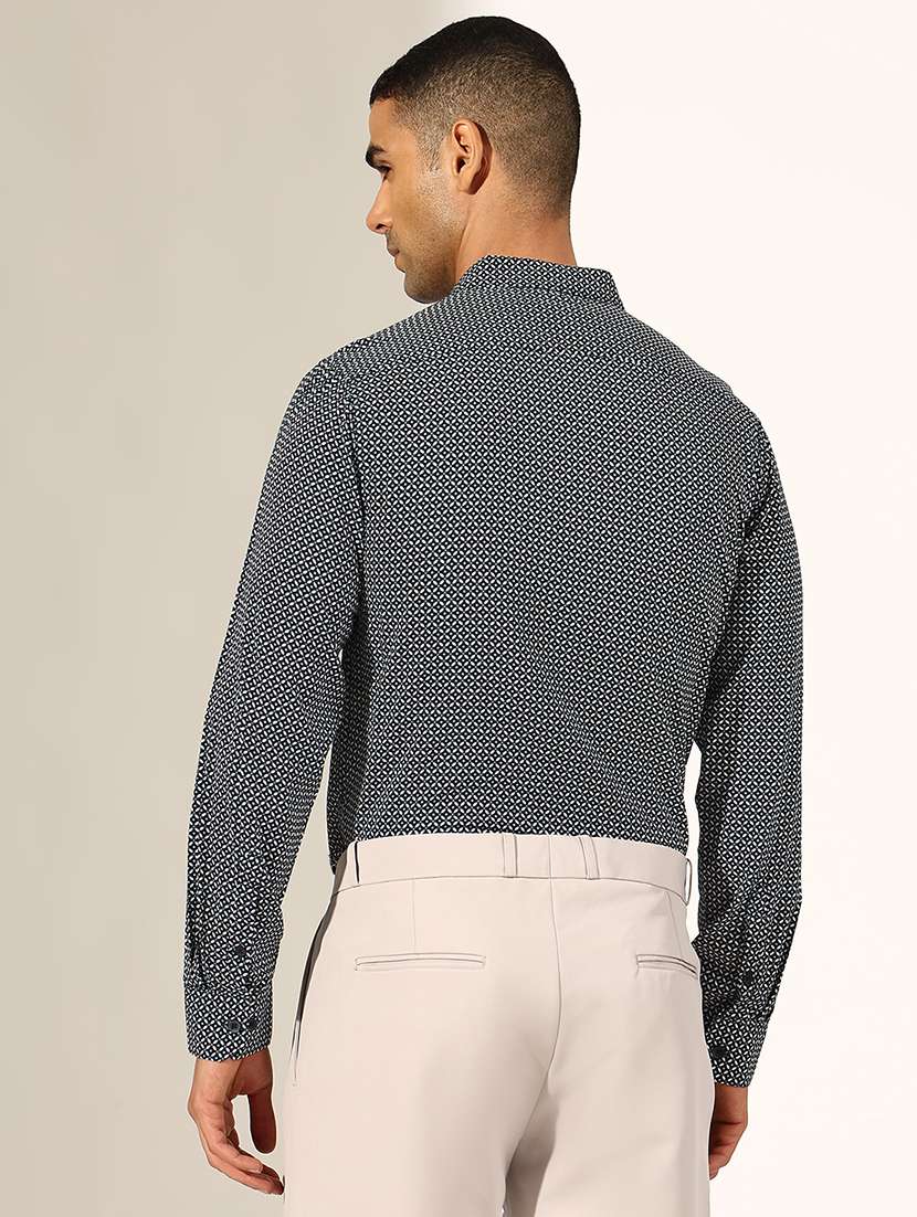 men printed collared long sleeve slim fit shirt - 22244292 -  Standard Image - 3