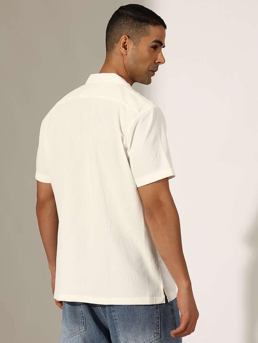 men self design short sleeve loose fit casual shirt - 22244295 -  Standard Image - 3