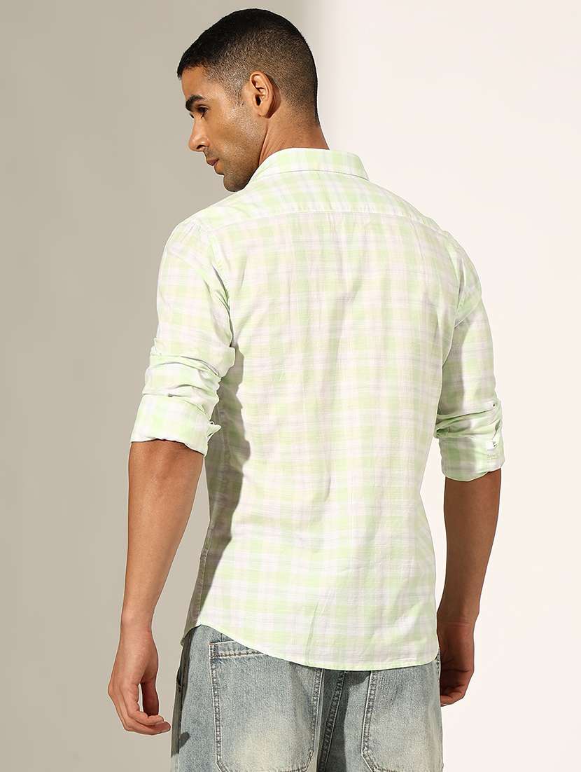men checkered collared long sleeve shirt - 22244299 -  Standard Image - 3