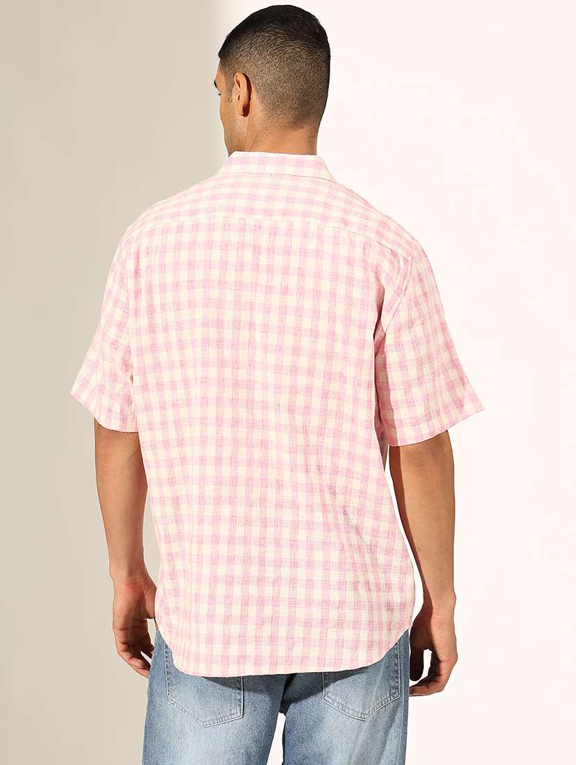 men checkered short sleeve loose fit shirt - 22244303 -  Standard Image - 3