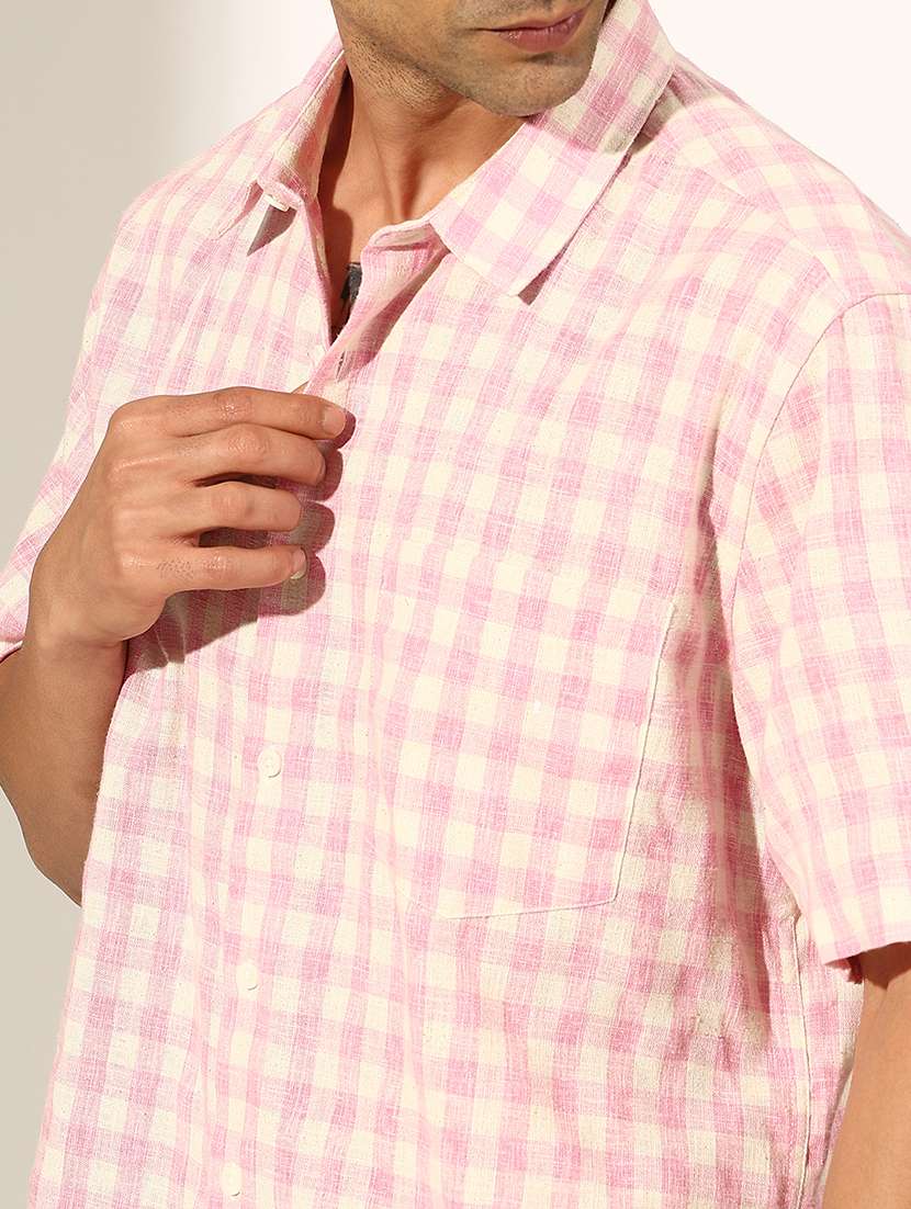 men checkered short sleeve loose fit shirt - 22244303 -  Standard Image - 5