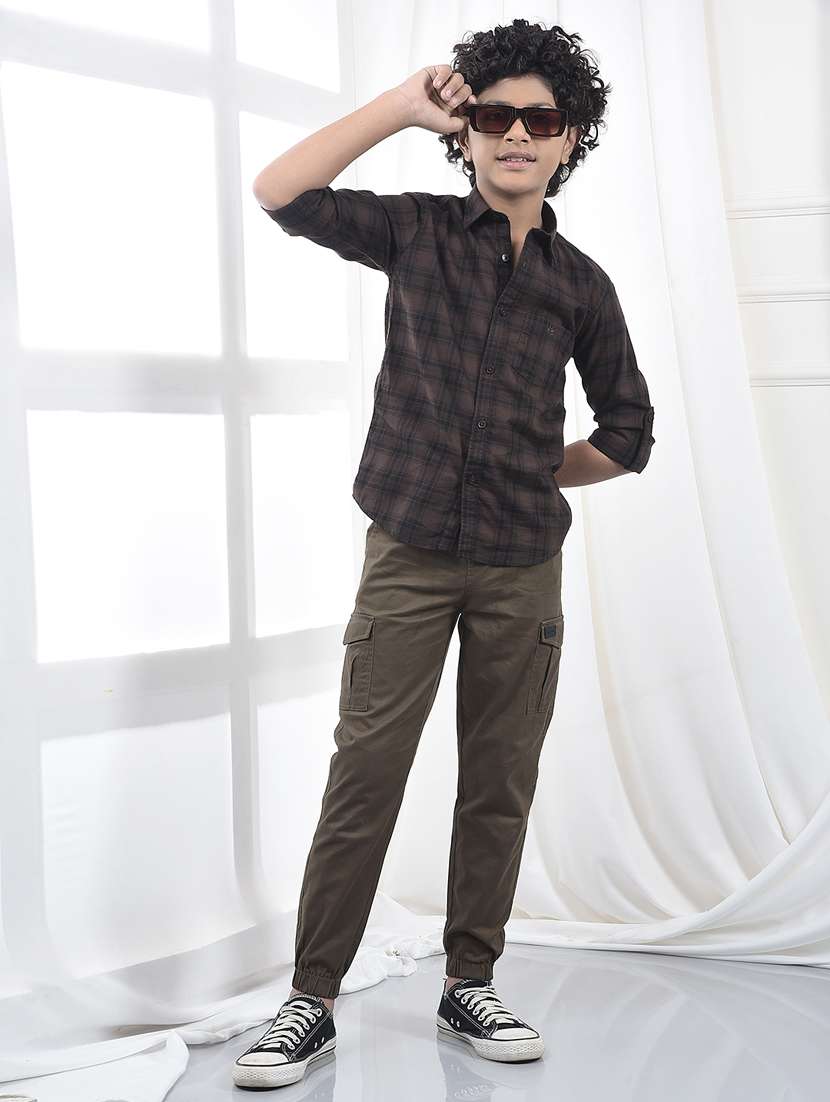 boys checkered collared long sleeve shirt - 22244307 -  Standard Image - 5