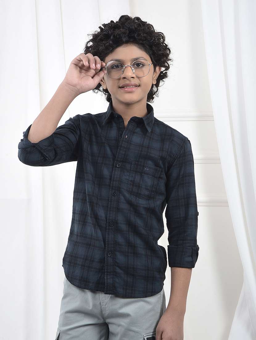 boys checkered collared long sleeve shirt