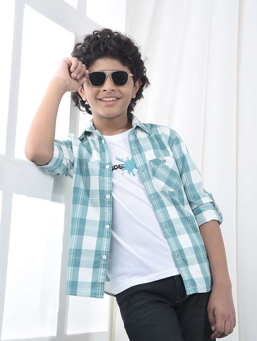 boys checkered collared long sleeve shirt
