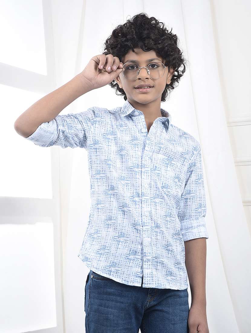 boys printed collared long sleeve shirt