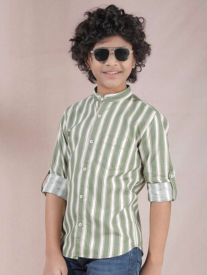 boys mandarin collar long sleeve shirt
