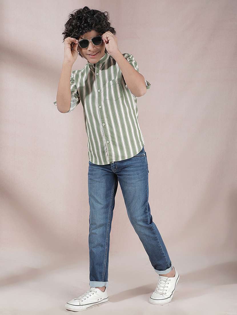 Boys Mandarin Collar Long Sleeve Shirt - 22244322 -  Standard Image - 5