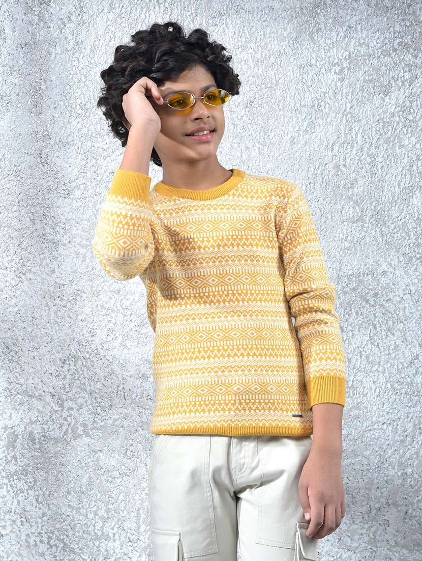 boys self designed long sleeve sweater