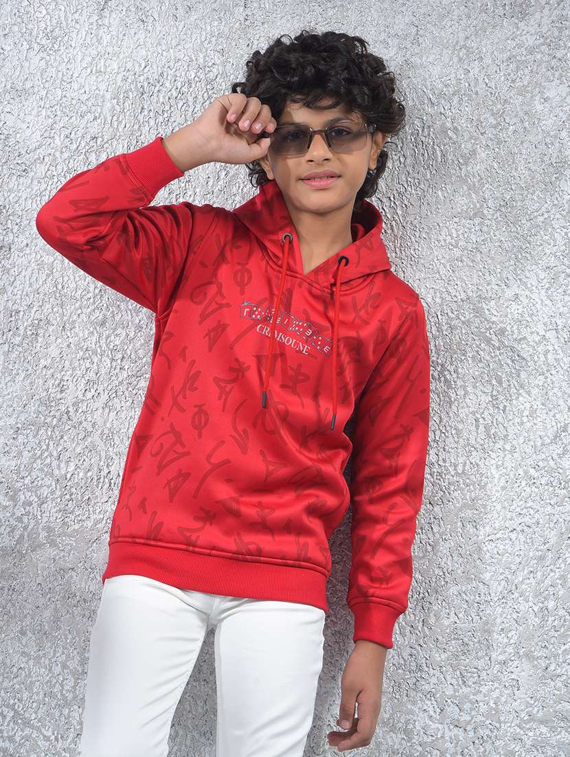 boys printed long sleeve hooded sweatshirt
