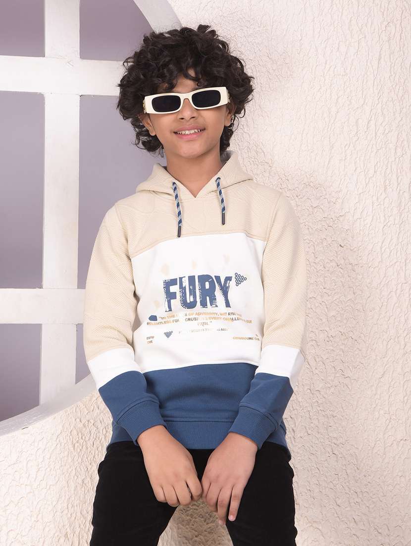 boys color blocked long sleeve hooded sweatshirt