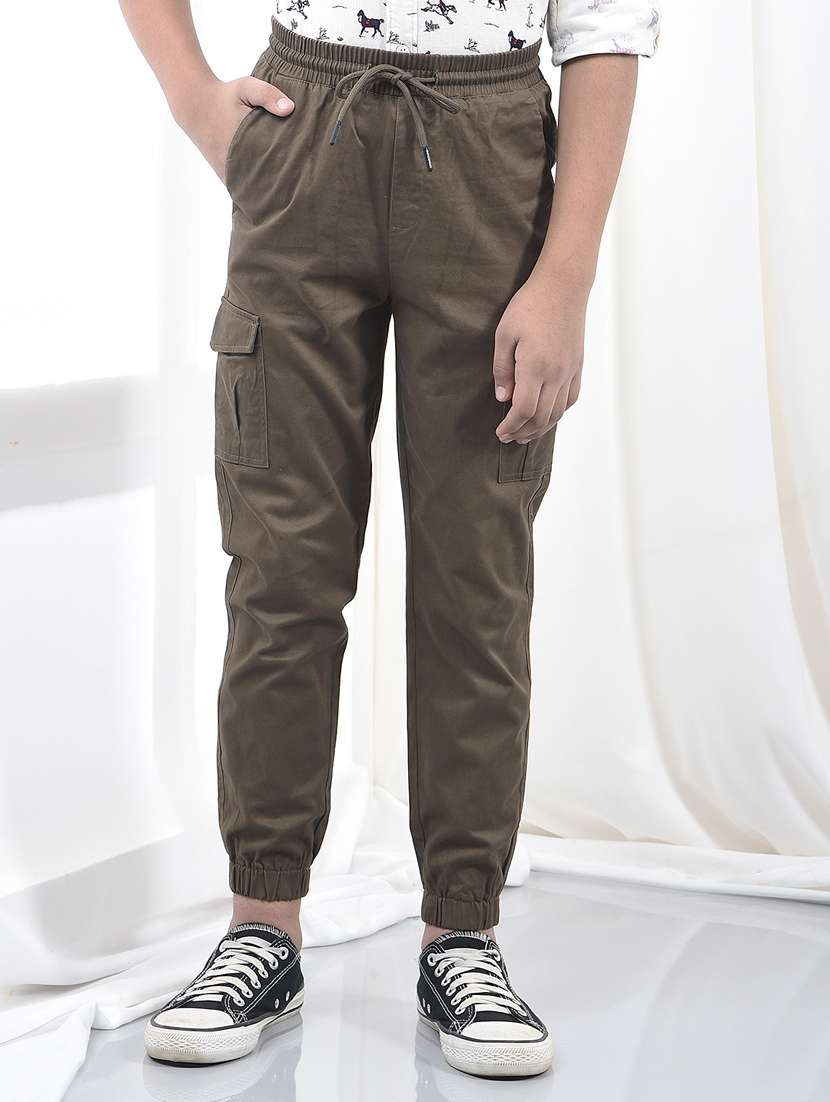 boys solid mid rise cargo