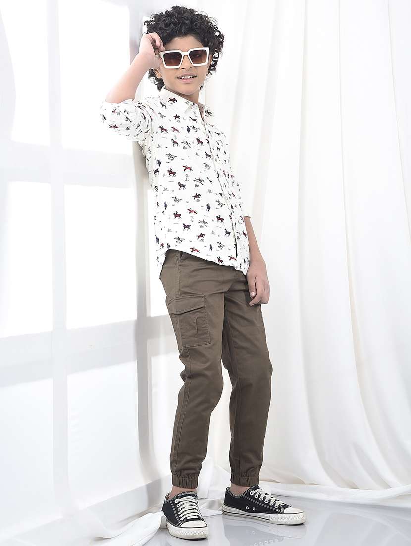 boys solid mid rise cargo - 22244352 -  Standard Image - 5