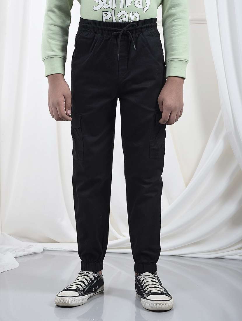 men solid mid rise cargo