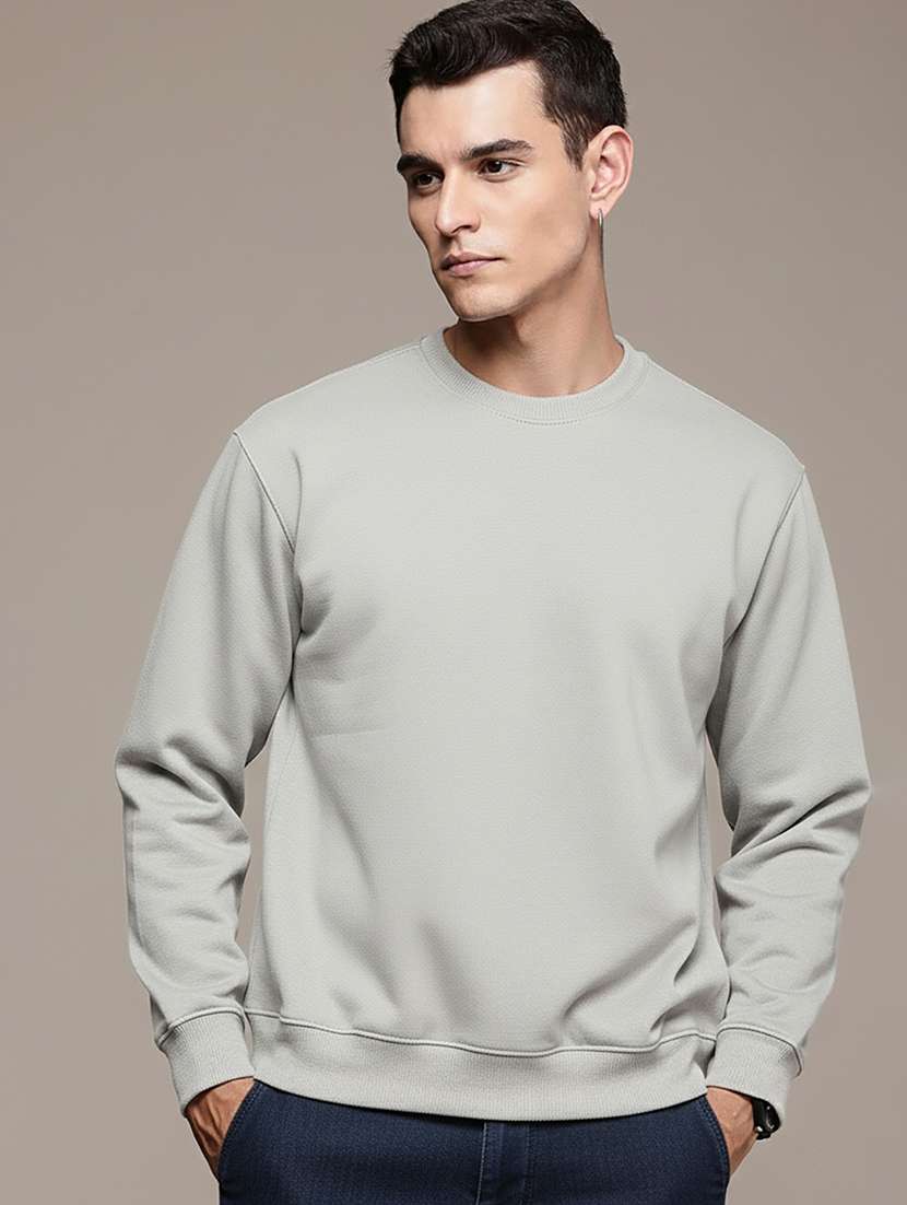 men solid long sleeve regular fit sweatshirt