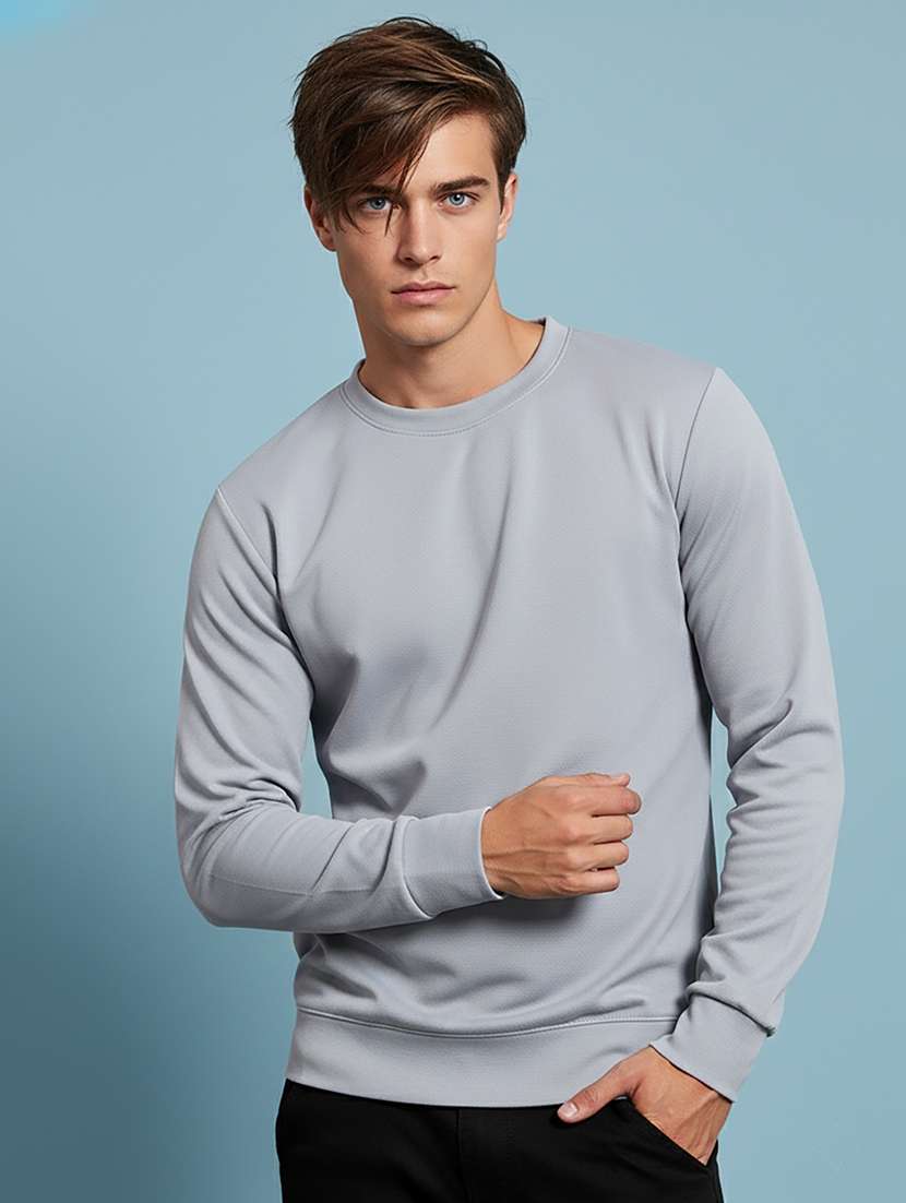 men solid long sleeve regular fit sweatshirt