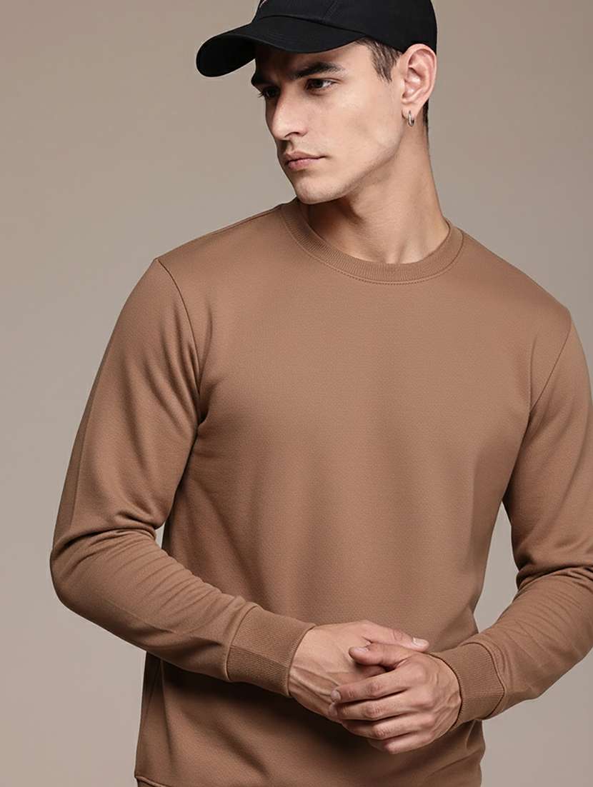 men solid long sleeve regular fit sweatshirt