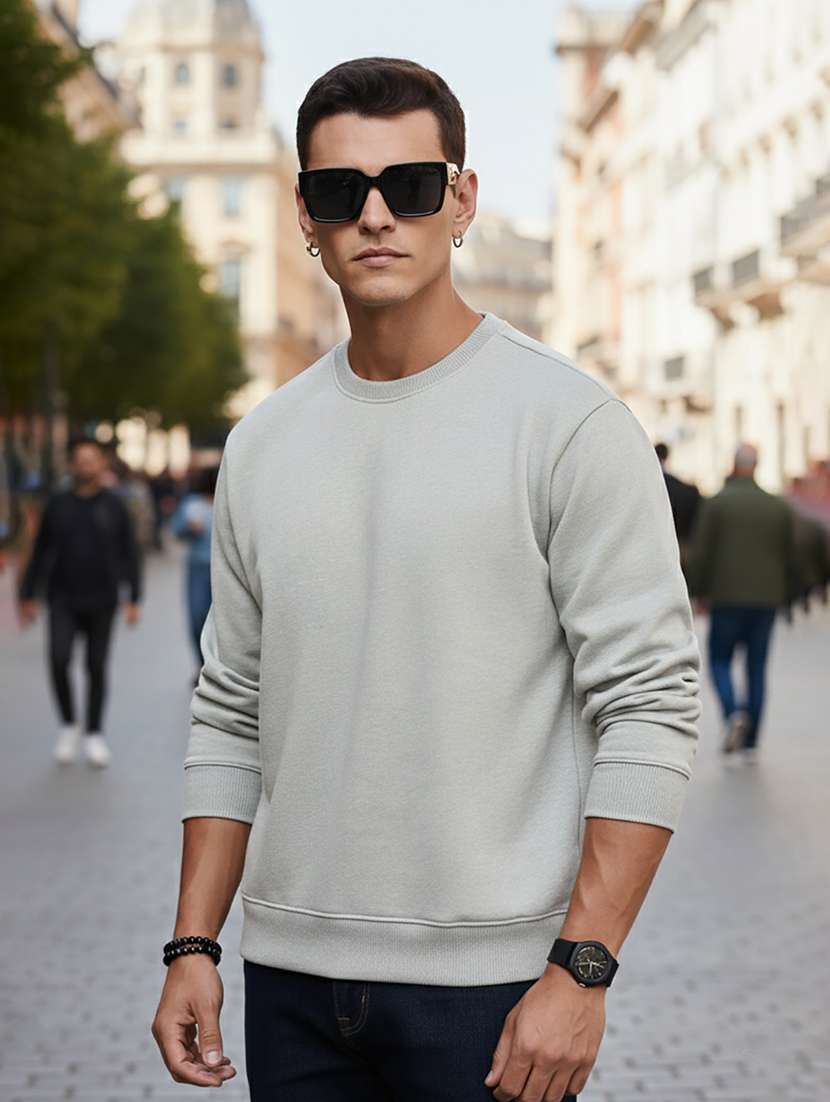 men solid long sleeve regular fit sweatshirt