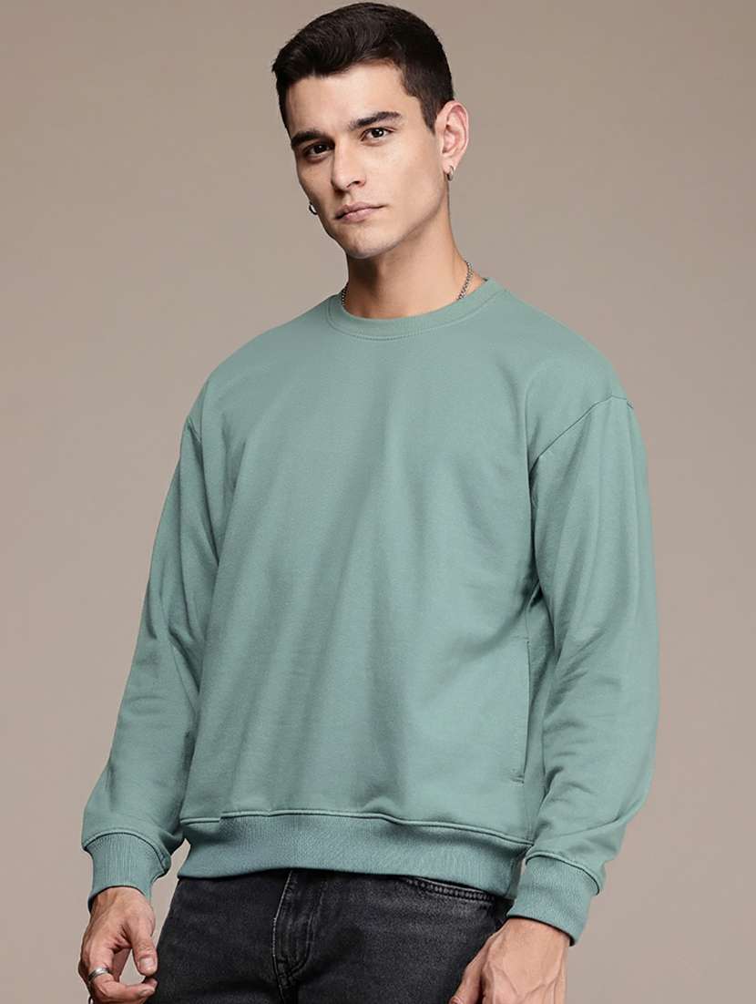 men solid long sleeve regular fit sweatshirt