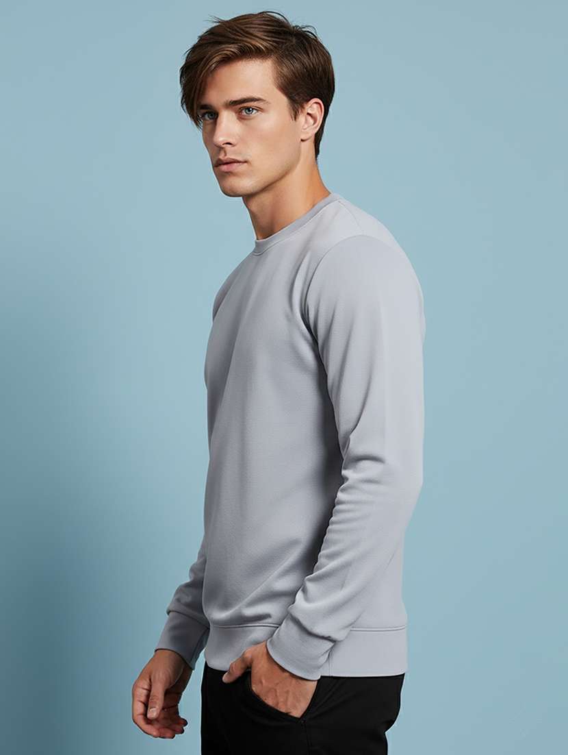 men solid long sleeve regular fit sweatshirt