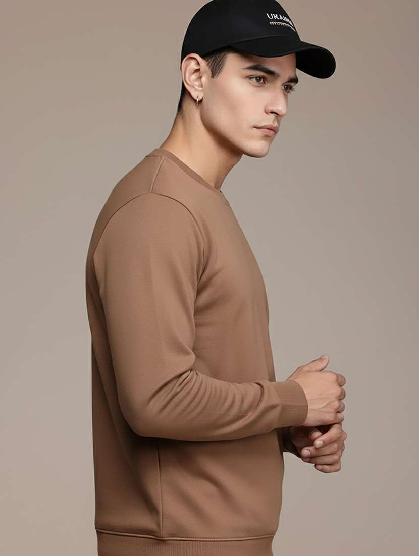 men solid long sleeve regular fit sweatshirt
