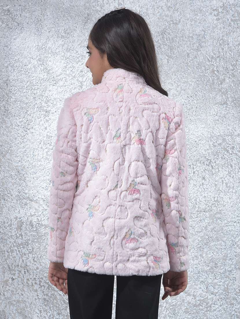 girls self designed long sleeve regular coat - 22244394 -  Standard Image - 3