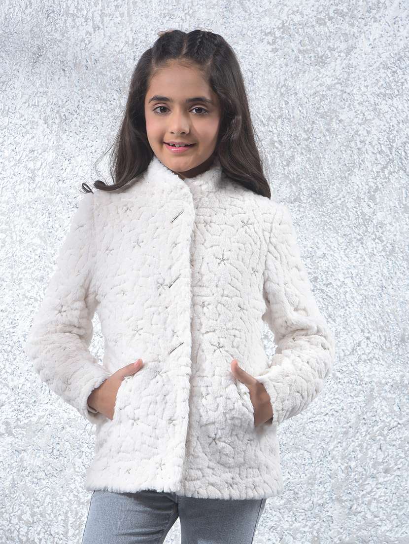 girls self designed long sleeve regular coat - 22244395 -  Standard Image - 3
