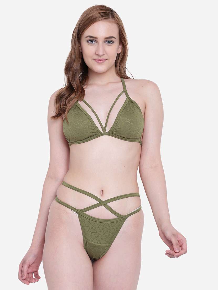 women solid non padded bikini set