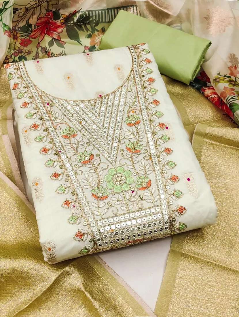 women self design embroidered unstitched suit set